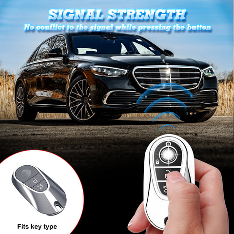 Silver Soft TPU Full Covered Remote Key Shell For Mercedes-Benz E-Class 2024-25