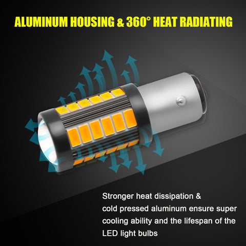 LED 1157 7528 Turn Signal Marker Parking Light Bulb Amber Yellow Blinker Lamp 2x