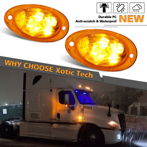 Amber Lens Full LED Front Cab Side Marker Turn Signal Light Assemblies For Freightliner Cascadia 2008-2017 Semi-Truck