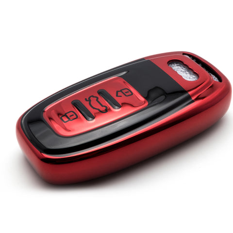 Blue / Red / Rose Gold Soft TPU Front + ABS Shell Back Full Sealed Key Fob Case Protector for Audi R8 Q5 Q7 S3 S4 S5 S6 S7 S8 SQ5 RS5 RS7 A4 A5 A6 A7 A8 3-button Key