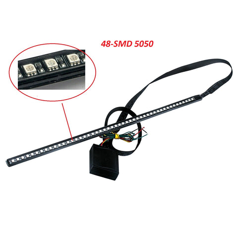 RGB Knight Rider LED Scanner Light Strip, 21'' 48-SMD Multicolored LED Flash Strobe Light Bar Kit for Car Interior Exterior Hood Grille Trunk