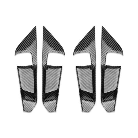 4x Carbon Fiber Black Interior Door Handle Bowl Cover Trim For Toyota RAV4 2019-2024