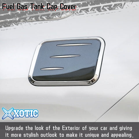Auto Rear Stainless Steel Fuel Filler Gas Tank Cap Cover Trim For Toyota RAV4 2019-2024, Black & Chrome