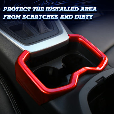 Inner Water Cup Holder Panel Frame Cover Trim, Sporty Red, Compatible with Toyota RAV4 2019-2024