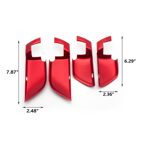 4x Red ABS Car Interior Door Handle Bowl Cover Trim Decor for Honda Accord 2018 2019