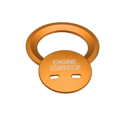 Blue/ Gold/ Red/ Silver Keyless Engine Start Stop Button Cap with Surrounding Trim Ring for Chevy VW Cadillac GMC