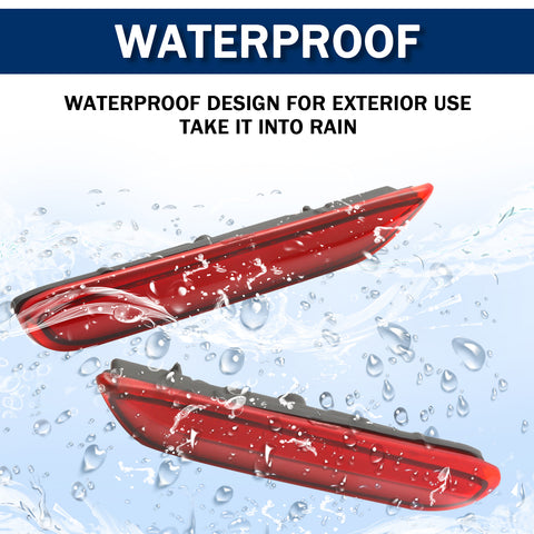 3D Optic Red Lens Rear Bumper Reflector Brake Tail Lights w/Sequential Turn Signal Lamps, Strobe Brake Lighting Kit For Infiniti Q50 QX56 QX60 QX80 Nissan Pathfinder Rogue, etc