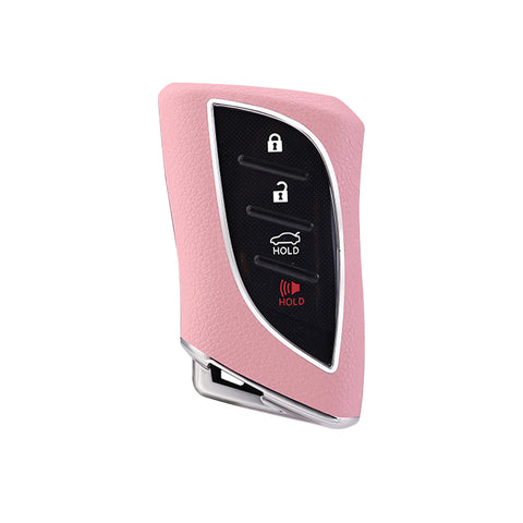 Pink TPU w/Leather Style Full Protect Remote Key Fob Cover For Lexus ES 350 18+