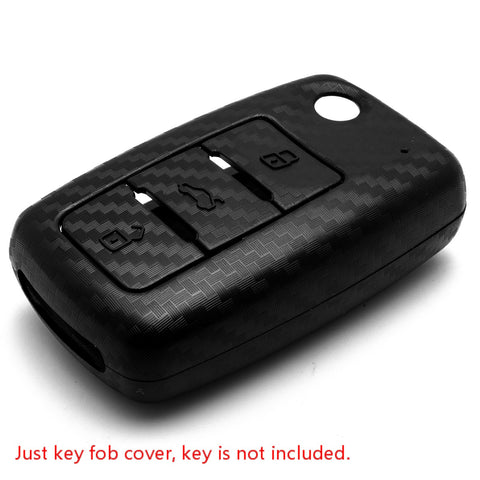 Matte Carbon Fiber Texture Key Fob Case Keyless Smart Key Protective Hard Cover for Volkswagen Jetta MK1-MK6 Golf GTI/Rabbit/R/MK6/MK5 Passat Tiguan Beetle Eos 3-button Flip Key