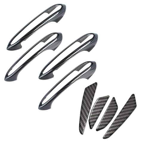 Carbon Fiber Style Door Handle+Door Edge Protect Trim For BMW 5 Series G30 2018+