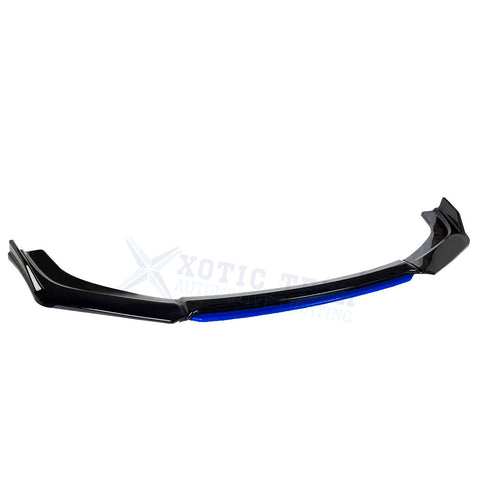Xotic Tech Front Bumper Lip Chin Spoiler Splitter Diffuser Protector Guard Body Kit Compatible with Honda Accord Civic, Volkswagen MK5 MK6 MK7,Kia Optima,Mitsubishi Lancer, Black w/Blue 4pcs
