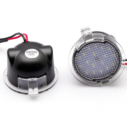 2pcs Xenon White / Ice Blue Error Free High Power LED Side Mirror Puddle Lights for Ford F-150 Raptor Explorer Expedition