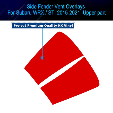 Red KK Vinyl Upper Fender Side Vent Film Stickers For Subaru WRX STI 2015-2021