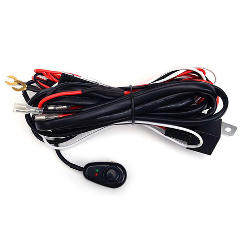 Universal 9ft Relay Wiring Harness Kit for LED Work Light Bar Off-Road 72W~300W - 40A 12V ON / OFF Switch