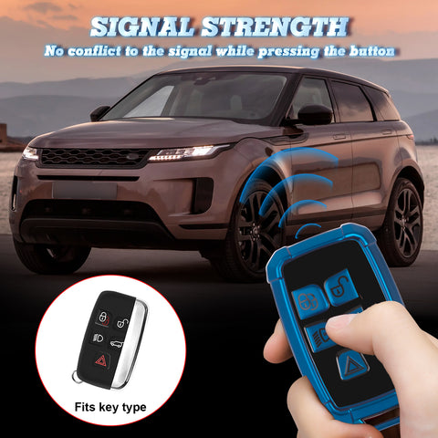 Iron Armor Style Blue Full Cover Remote Key Fob Cover For Range Rover 2013-2017