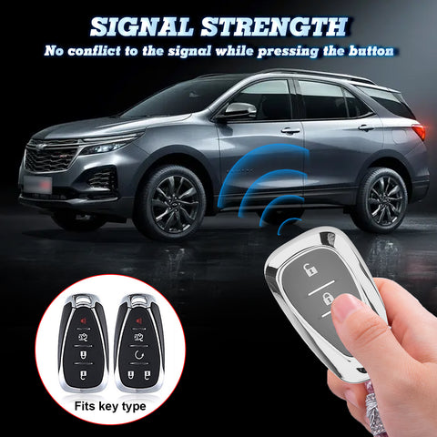 Silver TPU Full Cover Smart Key Fob Shell For Chevrolet Camaro Malibu Cruze Spark