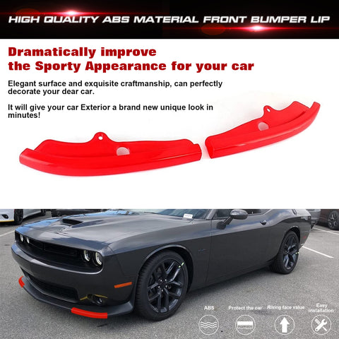 2X Red Bumper Corner Spoiler Cover Trim For Dodge Challenger RT SRT GT 2015-2021