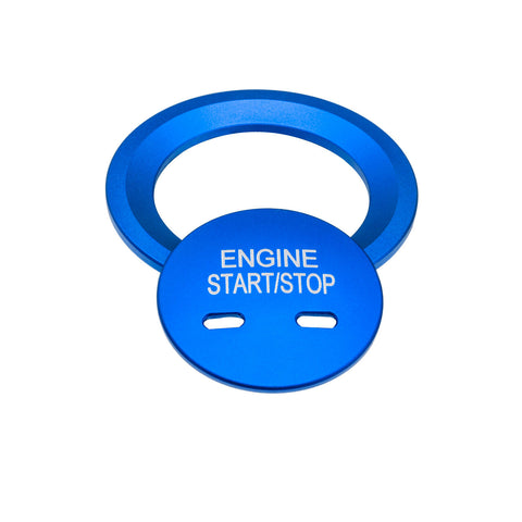Blue/ Gold/ Red/ Silver Keyless Engine Start Stop Button Cap with Surrounding Trim Ring for Chevy VW Cadillac GMC