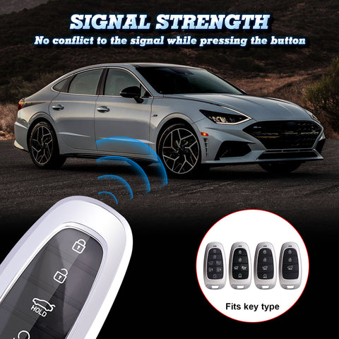 Silver Soft TPU Full Protect Smart Key Fob Cover For Hyundai Sonata 2020-2024