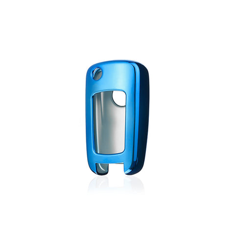 TPU Key Fob Cover Case Remote Holder Protector Jacket for Chevrolet Equinox Camaro Cruze Malibu Sonic Volt Park Impala/Fit Buick Encore Allure Regal, Blue