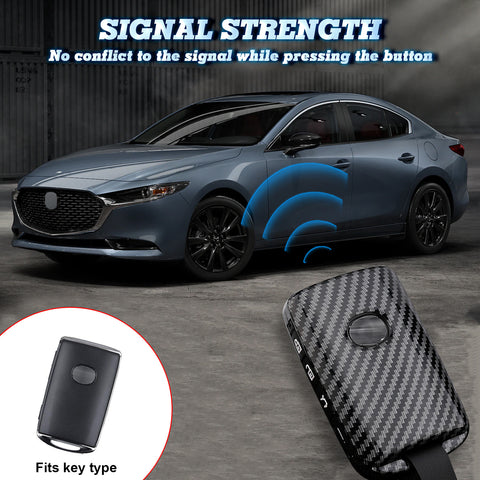 Carbon Fiber Look Full Protect Remote Smart Key Fob Cover For Mazda CX-9 2020-21