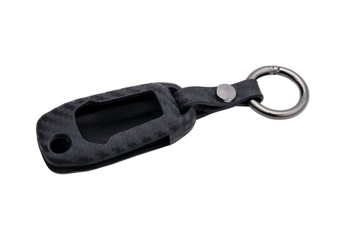 Carbon Grain TPU Key Fob Cover Case with Keychain for Ford F-150/F-Series Flip Key 2015-up
