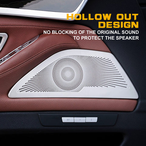 Silver Stainless Door Stereo Speaker Frame Trim For BMW 5-Series F10 2010-2017