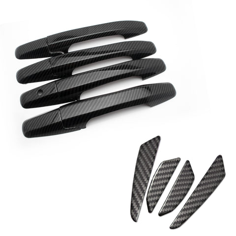 Carbon Fiber Style Door Handle+Door Edge Protect Trim For Honda Civic 8th 06-11