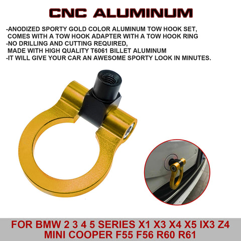 Gold Track JDM Style Aluminum Tow Hook For BMW 2 3 4 Series Mini Cooper F55 R60