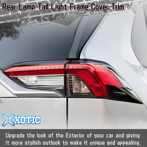 4x Glossy Black Exterior Rear Tail Brake Light Frame Cover Trim For Toyota RAV4 2019-2021