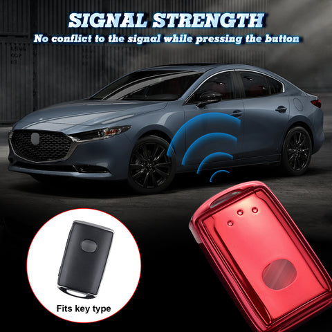 Red Soft TPU Full Protect Remote Smart Key Fob Cover Case For Mazda 3 2019-2025