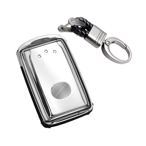 Silver Soft TPU Full Protect Remote Smart Key Fob Cover w/Keychain For Mazda 3 2019-2025