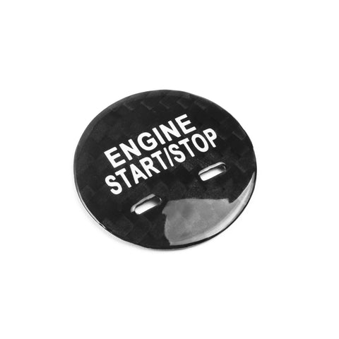 Keyless Engine Start Push Button Switch Cover Trim, Black Genuine Carbon Fiber, Compatible with Chevrolet or Cadillac or GMC 1.14"