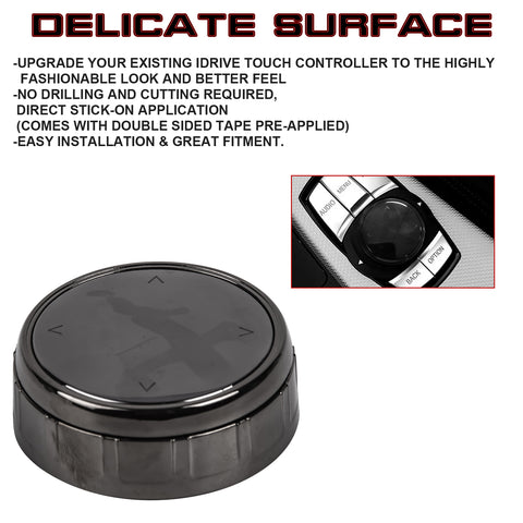 Console Multimedia Knob Switch Button Cover Trim Compatible with BMW 2 3 4 5 7 X3 X4 X5 X6 5-Button iDrive(Black)