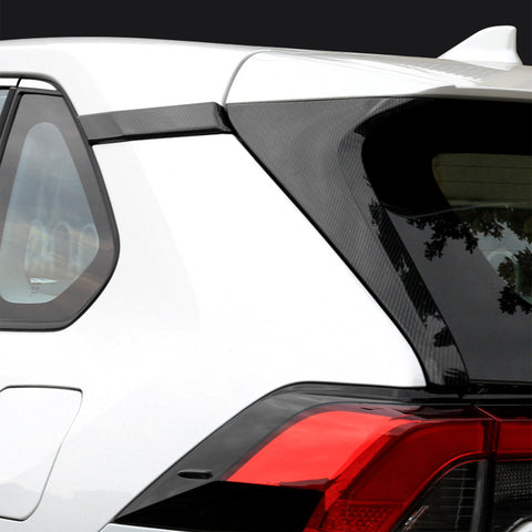 Set Carbon Fiber Style Exterior Front Window A-Pillar Rear Window C-Pillar Spoiler Window Pillar Accessories Cover Trim Combo Kit, Compatible with Toyota Rav4 2019-2024