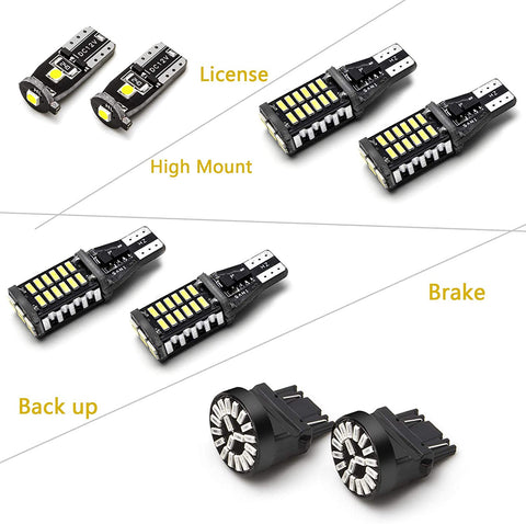 8pcs LED High Mount Cargo Light + Backup Reverse Light + License Plate Light + Brake light for RAM 1500 2500 3500 2007-2018, Extremely Super Bright White Red LED Tailgate Lamp Combo Package