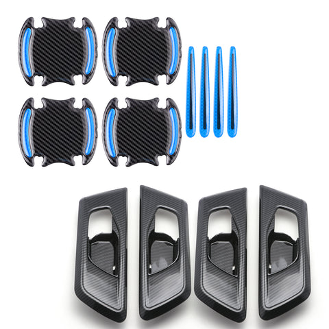 Carbon Fiber Texture Inner + Exterior Door Handle Bowl Trim For Honda CR-V 17-22