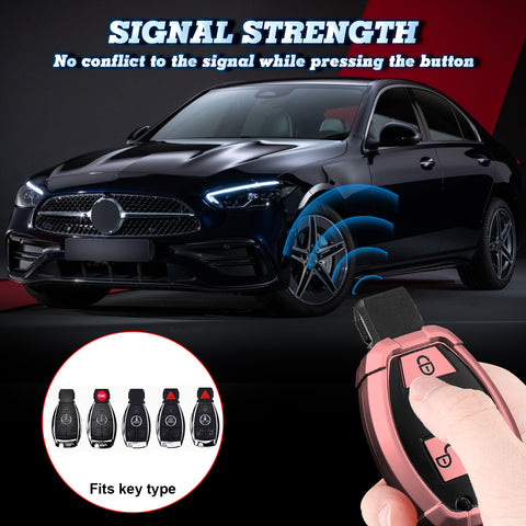 Full Covered Armor Pink TPU Remote Fob Key Cover Shell For Mercedes B C E G SLK