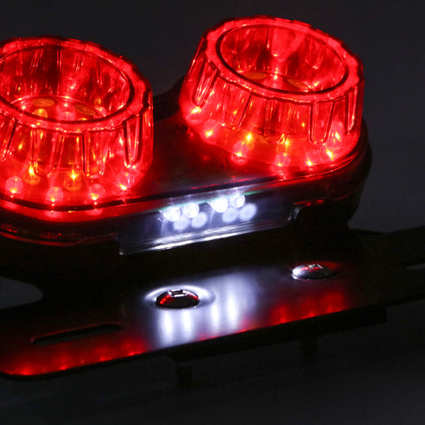 Motorcycle 40-LEDs Smoke Lens Integrated Dual Tail Light Running Lamp Brake Stop & Turn Signal License Plate Lamp w/ License Plate Bracket