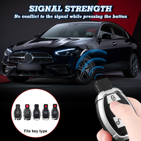 Full Covered Armor Silver TPU Remote Fob Key Cover Shell For Mercedes B C E G SLK