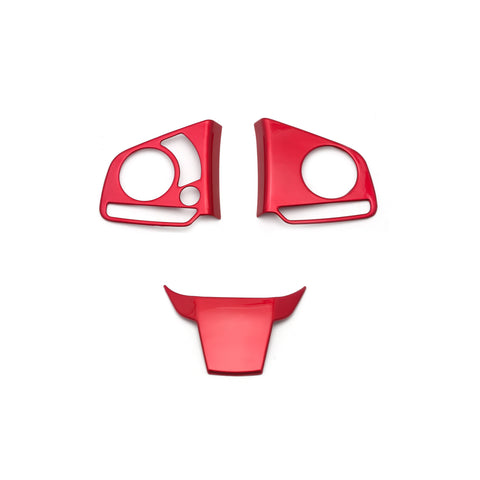 Red Steering Wheel Cover Trims Accessories 3pcs For Honda Civic 10th Gen 2016-19