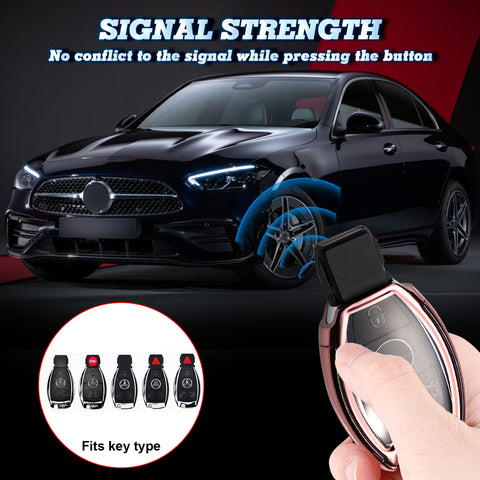For Mercedes-Benz C E S GLA Full Protect Rose Gold Smart Remote Key Case Cover