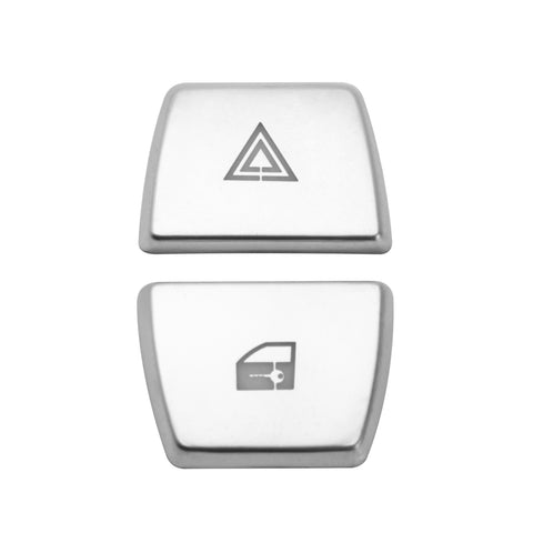 Center Console Hazard Warning Lock Security Light Switch Button Cover Trim 2Pcs For BMW 5 6 7 Series F10 F11 F07 F12