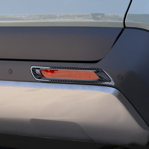 Carbon Fiber Texture Front Rear Fog Light Frame Cover Trim For Toyota RAV4 2019-2024