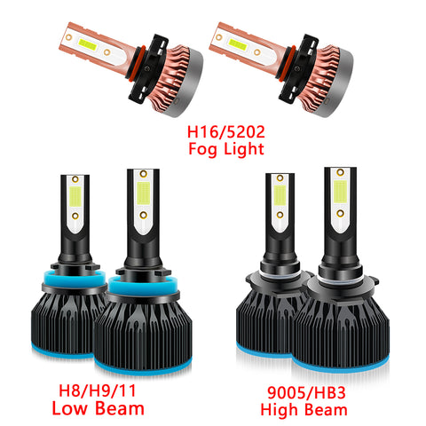 6pcs for GMC Sierra 1500 2500 3500 2007-2014 LED Headlight Fog Parking Light Bulb Combo Kit 8000K Ice Blue Extremely Super Bright