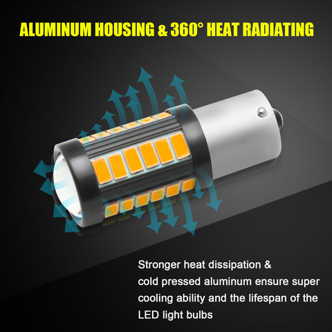 2x 1156 BA15S Amber Yellow Rear Turn Signal Light DRL 33-SMD LED Bulbs Lamp 7506