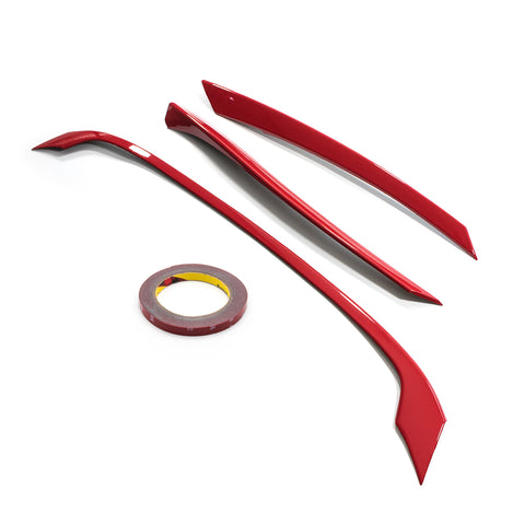 3pcs Red ABS R-Type Front Hood Grille Moulding Cover Trim for Honda Civic 2016-2019