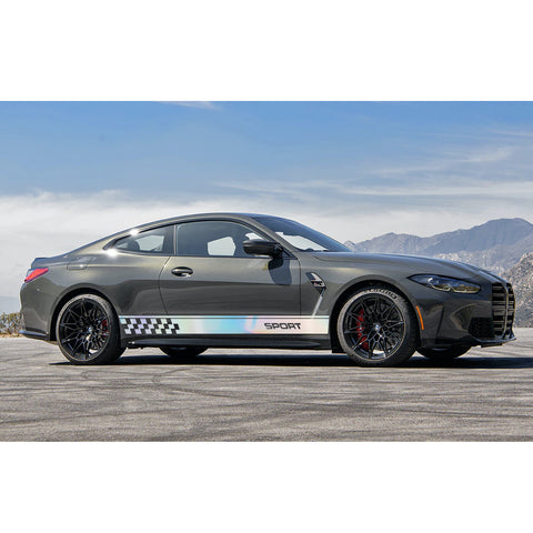 60" NEO Reflective Car Door Body Side Door Vinyl Stripe Graphic Decal Sticker Colorful Checkered Sport Racing Plaid Style 2Pcs