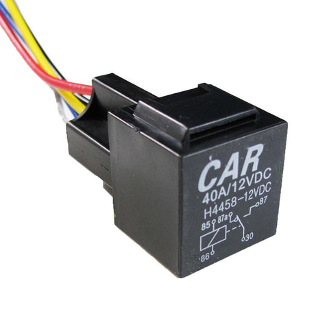 Automotive 5-Pin 30/40A 12V SPDT with Interlocking Relay Socket Wiring Harness, Bosch Style