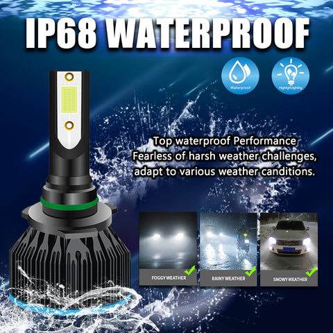 8000K Ice Blue LED Headlight Bulb All-in-One Conversion High Low Beam Kit, 6000LM Super Bright Fog Light Replacement